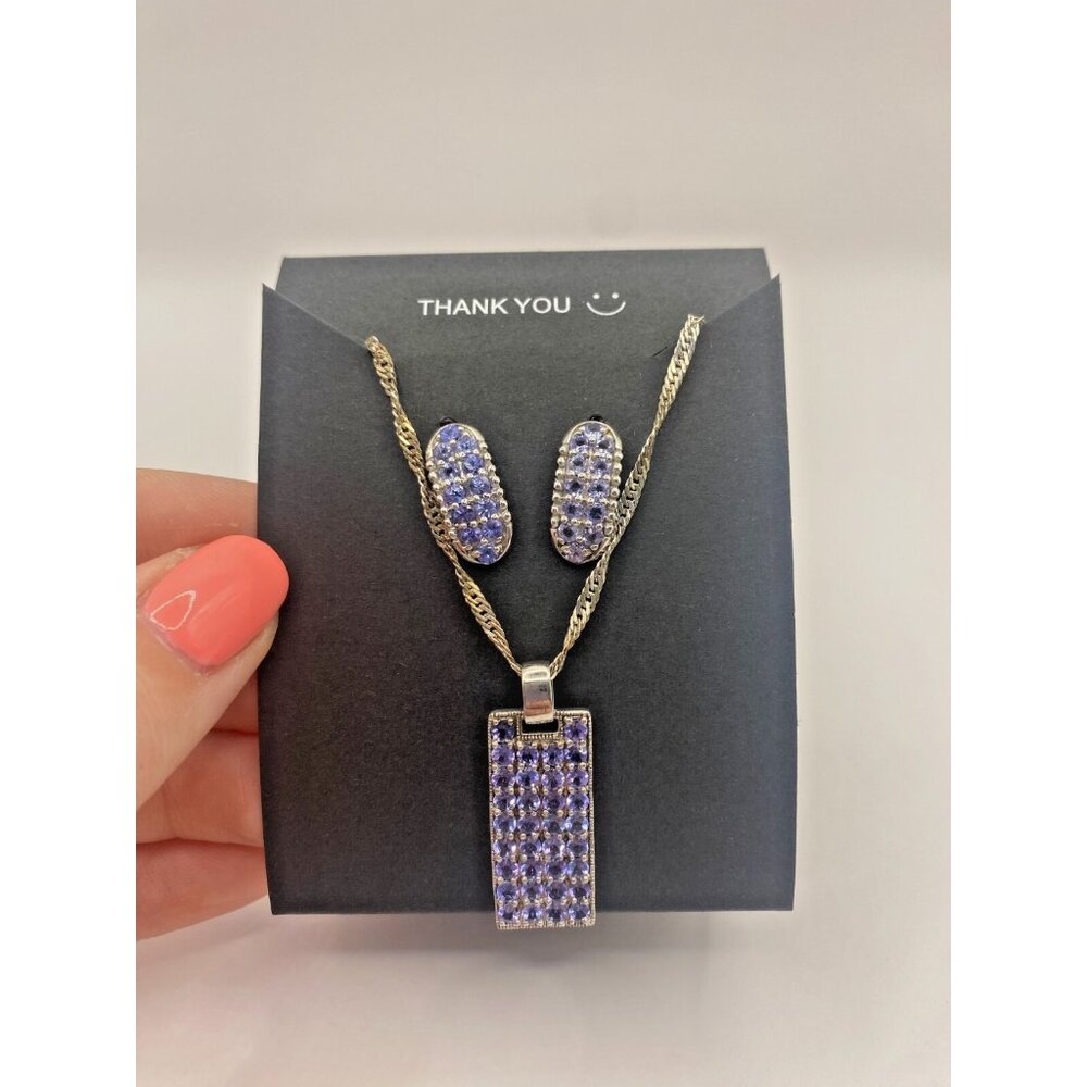 925 Sterling Silver Tanzanite Gemstone, December Birthstone, Necklace/Earrings